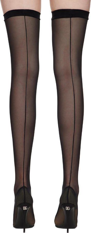 Dolce  Gabbana Black Kim Kardashian Edition Stretch Tulle Tall Boots