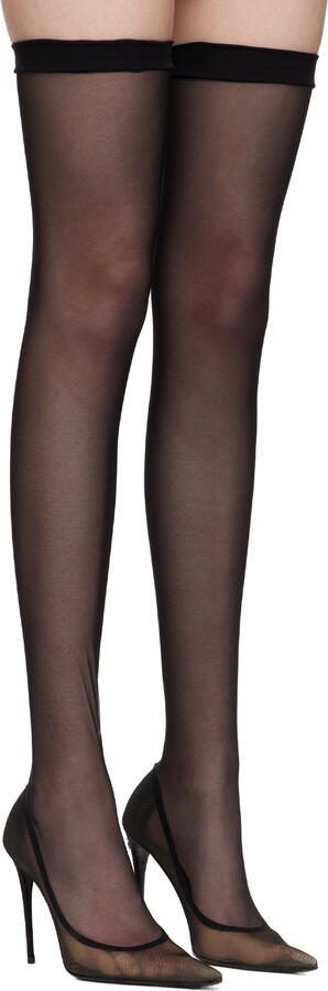 Dolce  Gabbana Black Kim Kardashian Edition Stretch Tulle Tall Boots - Picture 2