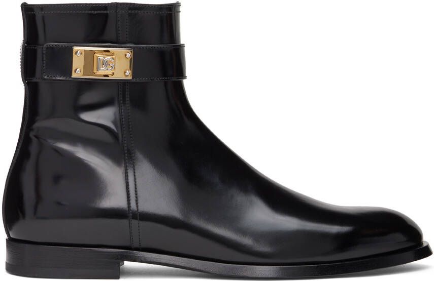 Dolce  Gabbana Black Leather Boots