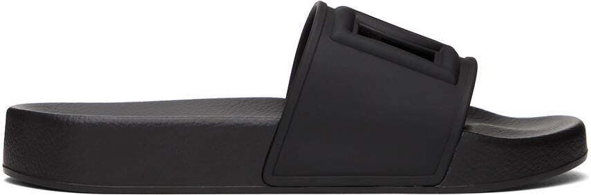 Dolce  Gabbana Black Logo Cutout Slides - Picture 5