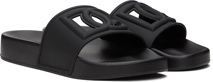 Dolce  Gabbana Black Logo Cutout Slides - Picture 2