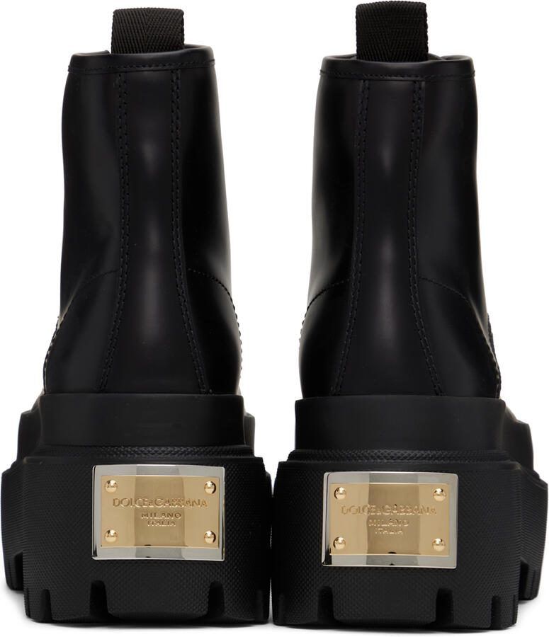 Dolce  Gabbana Black Logo Plaque Boots