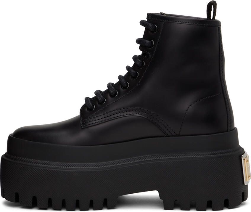 Dolce  Gabbana Black Logo Plaque Boots - Picture 2