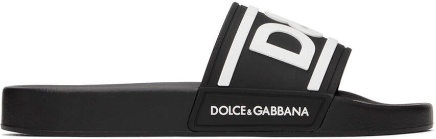 Dolce  Gabbana Black Logo Sandals - Picture 5