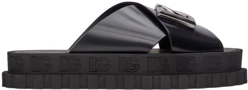 Dolce  Gabbana Black Logo Sandals