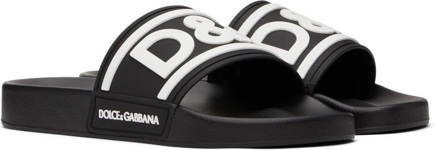 Dolce  Gabbana Black Logo Sandals - Picture 2