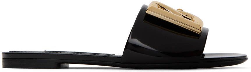 Dolce  Gabbana Black Logo Slides - Picture 5