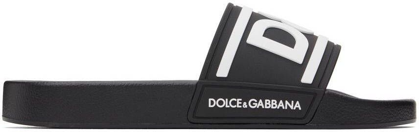 Dolce  Gabbana Black Logo Slides - Picture 5