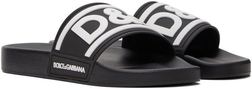 Dolce  Gabbana Black Logo Slides - Picture 2