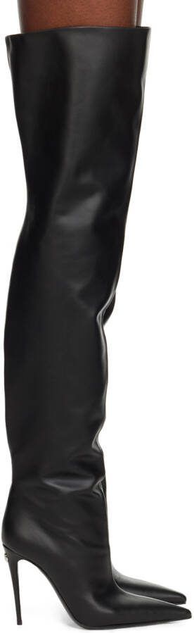 Dolce  Gabbana Black Lollo Guepierre Tall Boots  Garter Belt Set - Picture 5