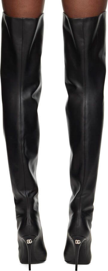Dolce  Gabbana Black Lollo Guepierre Tall Boots  Garter Belt Set