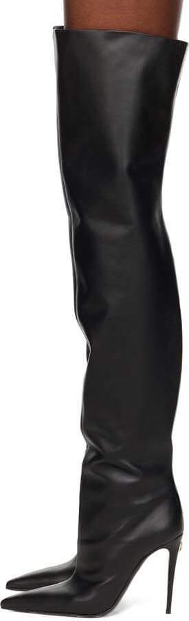 Dolce  Gabbana Black Lollo Guepierre Tall Boots  Garter Belt Set - Picture 3