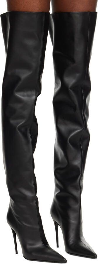 Dolce  Gabbana Black Lollo Guepierre Tall Boots  Garter Belt Set - Picture 2