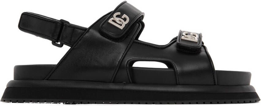 Dolce  Gabbana Black Nappa Calfskin Sandals