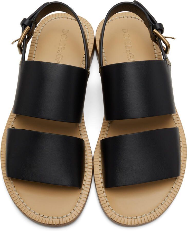Dolce  Gabbana Black Pantheon Sandals