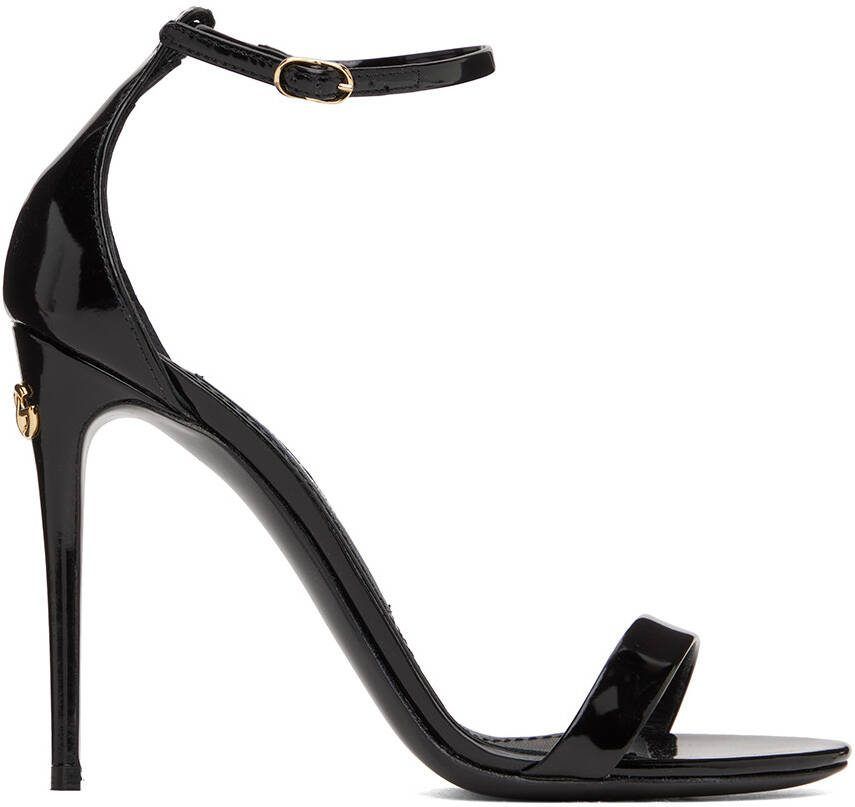Dolce  Gabbana Black Polished Heeled Sandals - Picture 5