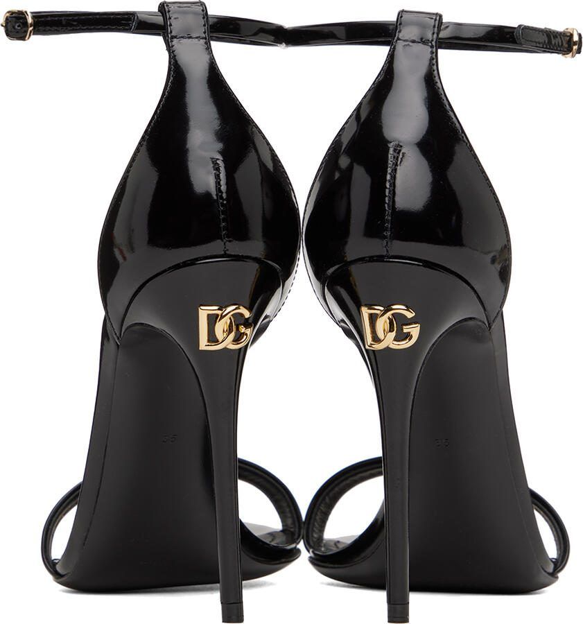 Dolce  Gabbana Black Polished Heeled Sandals