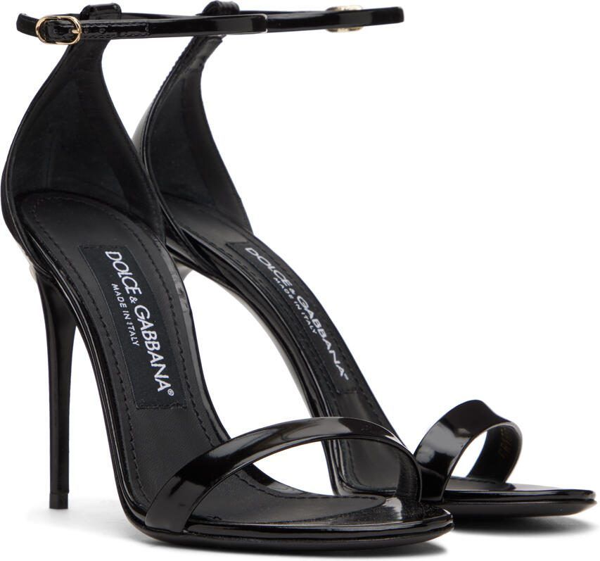 Dolce  Gabbana Black Polished Heeled Sandals - Picture 2