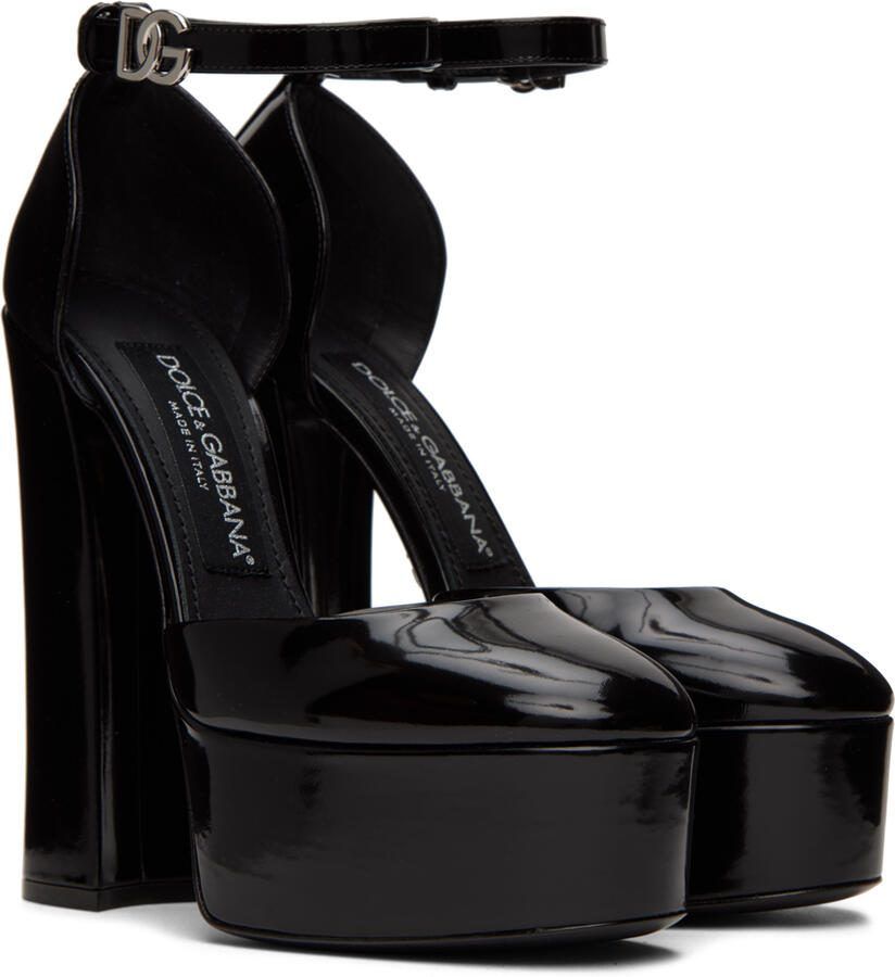 Dolce  Gabbana Black Polished Platform Heels - Picture 2