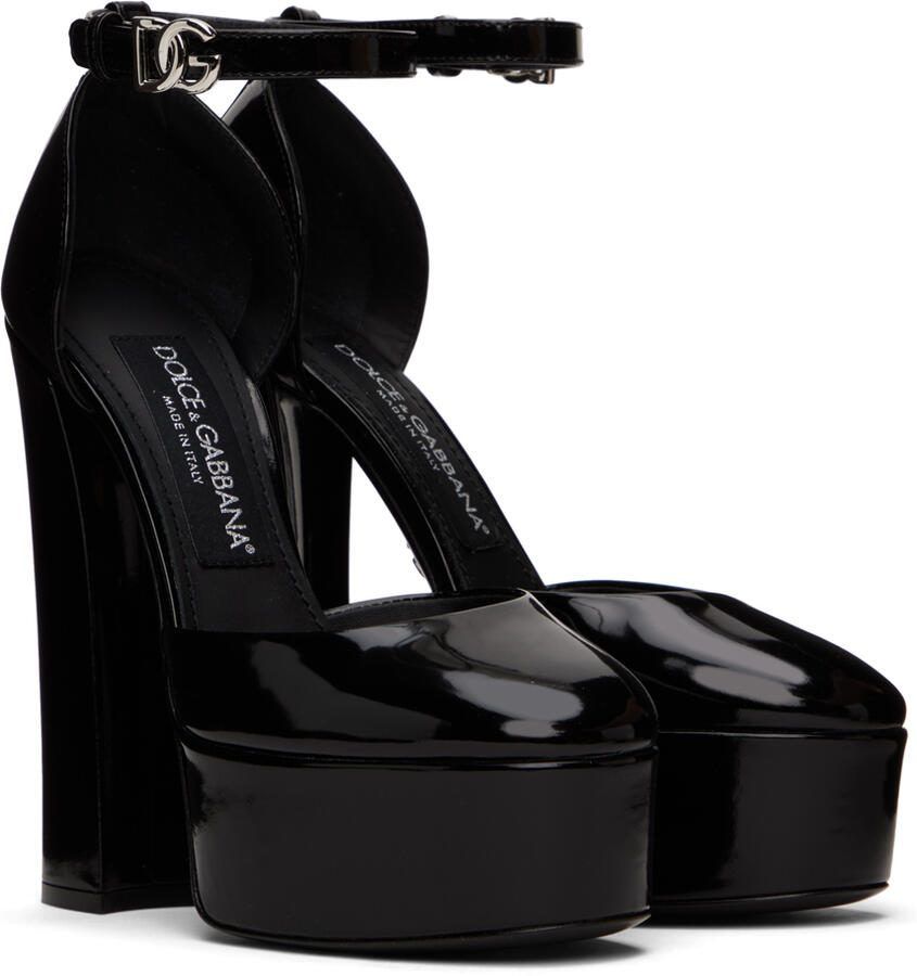 Dolce  Gabbana Black Polished Platform Heels