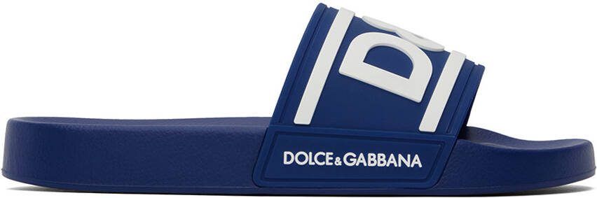 Dolce  Gabbana Blue Logo Slides - Picture 5