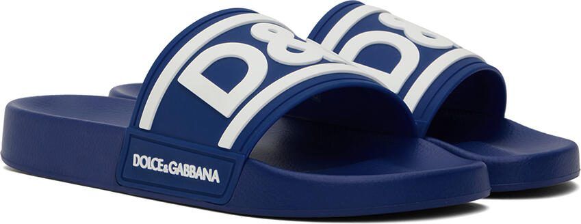 Dolce  Gabbana Blue Logo Slides - Picture 2