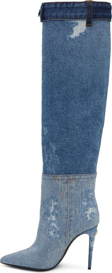 Dolce  Gabbana Blue Patchwork Boots - Picture 2