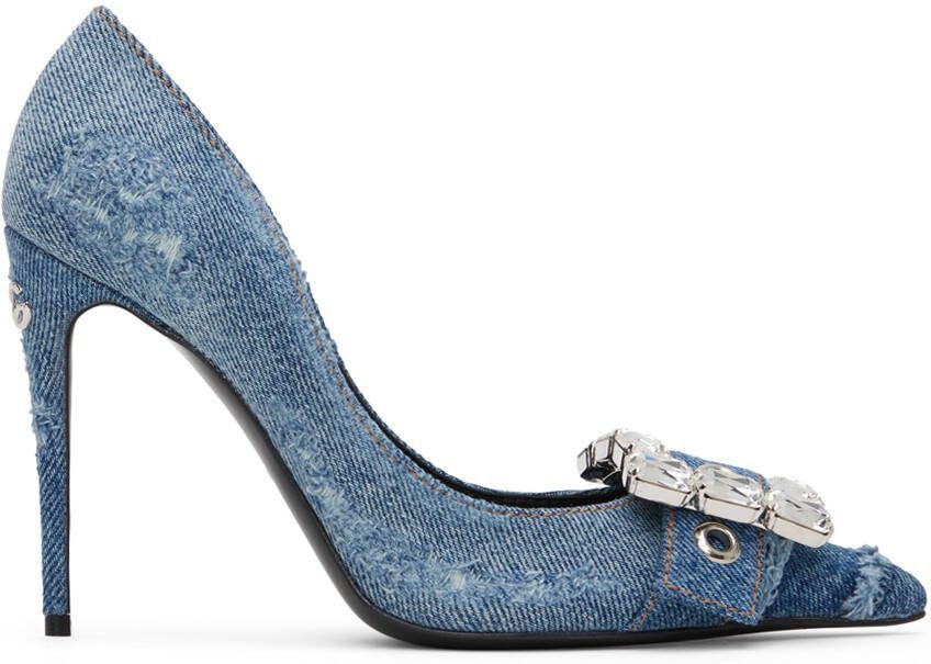 Dolce  Gabbana Blue Patchwork Denim Heels - Picture 2