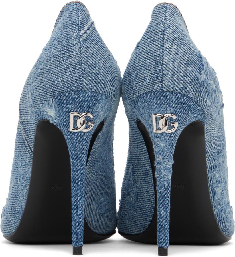 Dolce  Gabbana Blue Patchwork Denim Heels - Picture 5