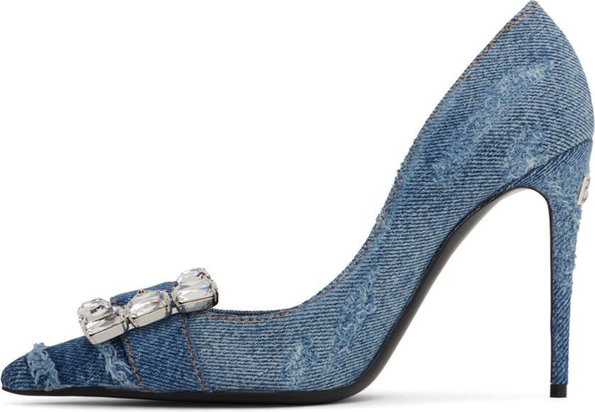 Dolce  Gabbana Blue Patchwork Denim Heels - Picture 3