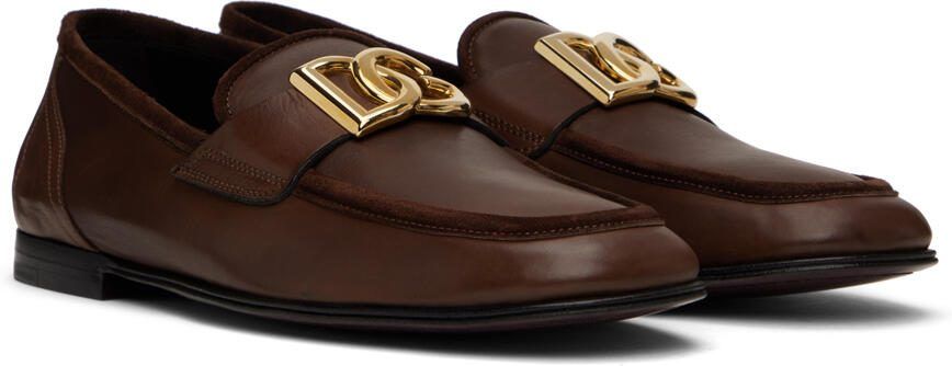 Dolce  Gabbana Brown Calfskin Slippers - Picture 2
