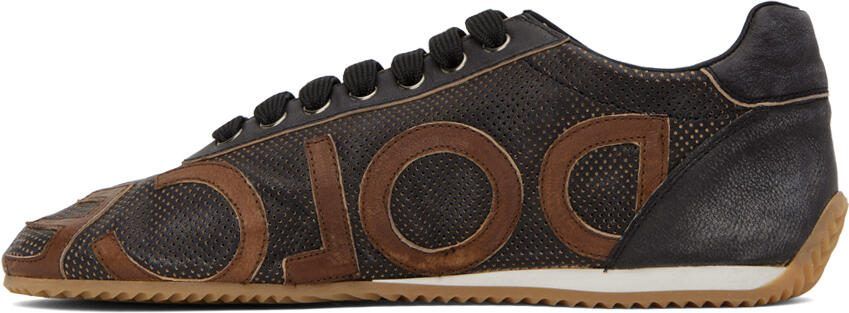 Dolce  Gabbana Brown Perforated Sneakers - Picture 3