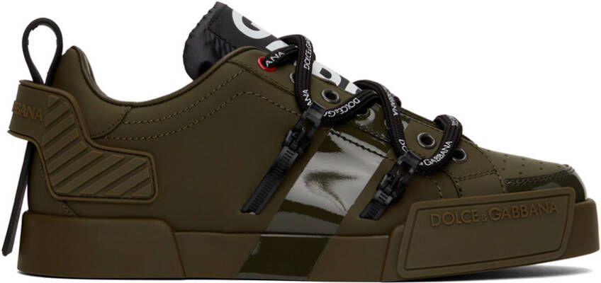 Dolce  Gabbana Khaki Portofino Low-Top Sneakers - Picture 5