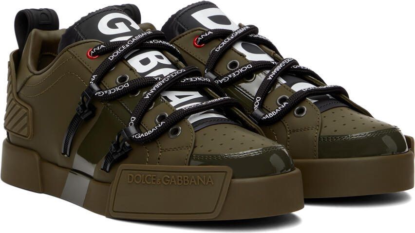 Dolce  Gabbana Khaki Portofino Low-Top Sneakers - Picture 2
