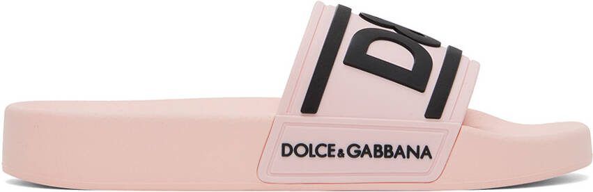 Dolce  Gabbana Pink Beachwear Slides - Picture 5