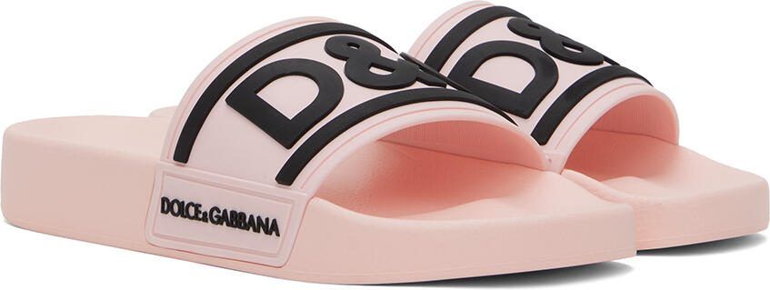 Dolce  Gabbana Pink Beachwear Slides - Picture 2