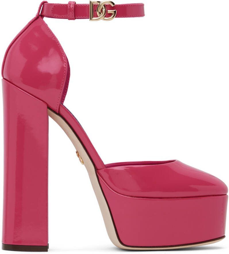 Dolce  Gabbana Pink Polished Platform Heels - Picture 2