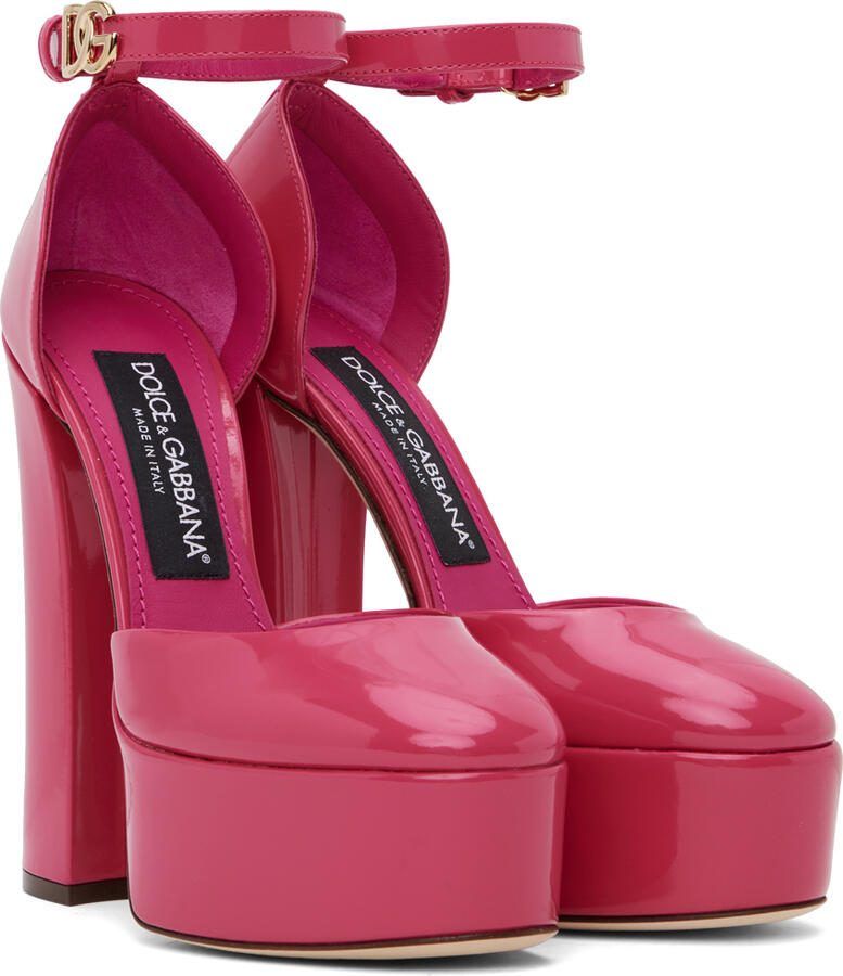 Dolce  Gabbana Pink Polished Platform Heels - Picture 3