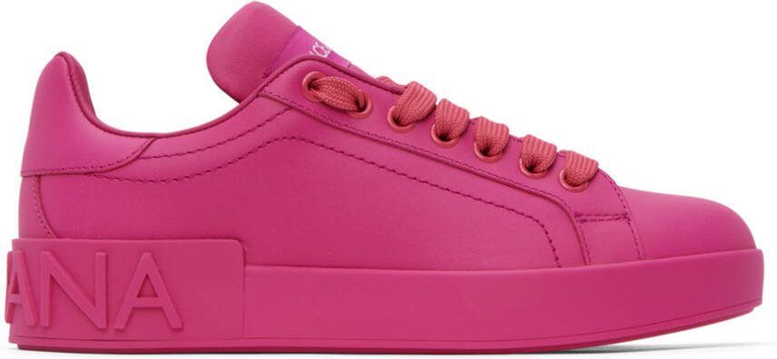 Dolce  Gabbana Pink Portofino Sneakers
