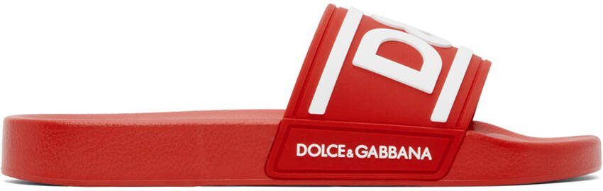 Dolce  Gabbana Red Gomma Slides - Picture 4