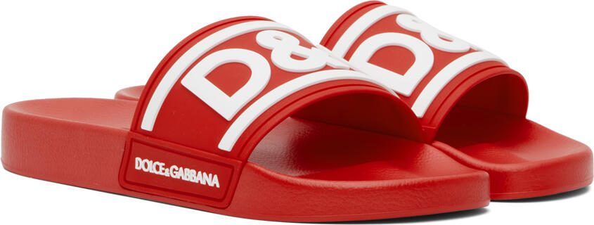 Dolce  Gabbana Red Gomma Slides - Picture 2