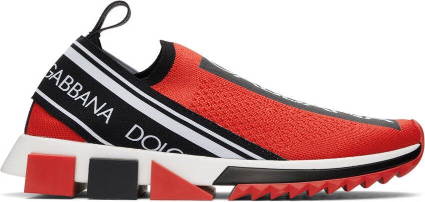 Dolce  Gabbana Red Mesh Sorrento Sneakers - Picture 5