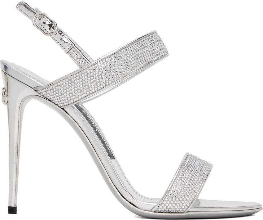 Dolce  Gabbana Silver Kim Heeled Sandals - Picture 5