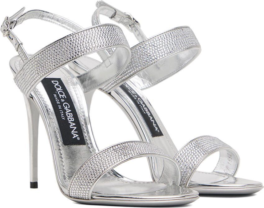 Dolce  Gabbana Silver Kim Heeled Sandals - Picture 3