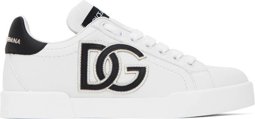 Dolce  Gabbana White  Black Portofino Low Sneakers - Picture 5