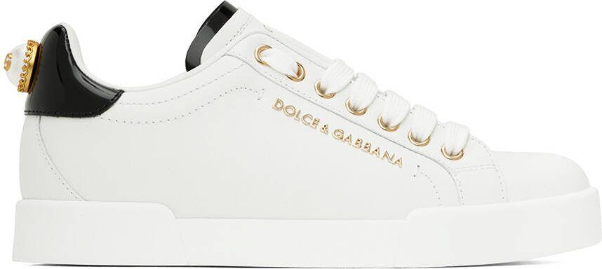 Dolce  Gabbana White  Gold Portofino Sneakers - Picture 5