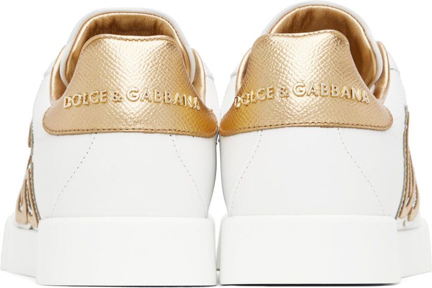 Dolce  Gabbana White  Gold Portofino Sneakers