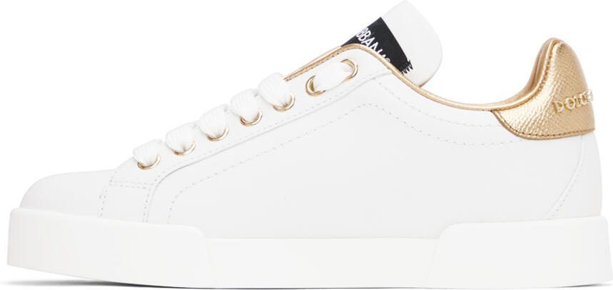 Dolce  Gabbana White  Gold Portofino Sneakers - Picture 3