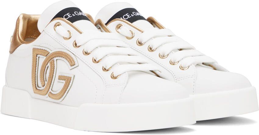 Dolce  Gabbana White  Gold Portofino Sneakers - Picture 2