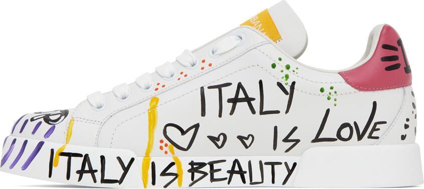 Dolce  Gabbana White  Multicolor Portofino Low Sneakers - Picture 3